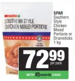 Spar SPAR Southern Style Chicken Mixed Portions or Drumsticks offer
