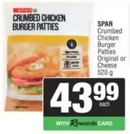 Spar SPAR Crumbed Chicken Burger Patties Original or Cheese offer