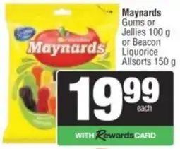 Spar Maynards Gums or Jellies or Beacon Liquorice Allsorts offer