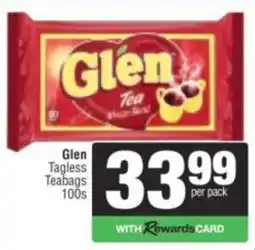 Spar Glen Tagless Teabags offer