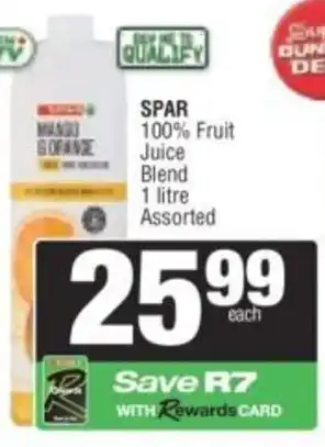 Spar SPAR 100% Fruit Juice Blend Assorted offer