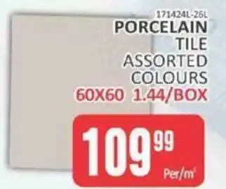 Porcelain Tile Assorted Colours 60x60 1.44/Box