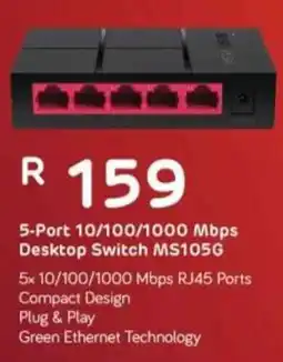 Computer Mania Mercusys 5-Port 10/100/1000 Mbps Desktop Switch MS105G offer