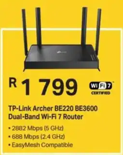 Computer Mania TP-Link Archer BE220 BE3600 Dual-Band Wi-Fi 7 Router offer