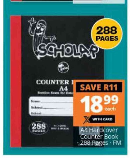 A4 Hardcover Counter Book 288 Pages offer at Checkers