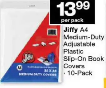Checkers Jiffy A4 Medium-Duty Adjustable Slip-On Book Covers 10 Pack offer