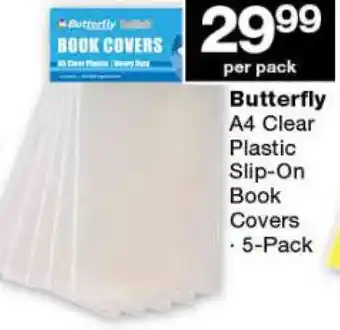 Checkers Butterfly A4 Clear Plastic Slip-On Book Covers 5-Pack offer