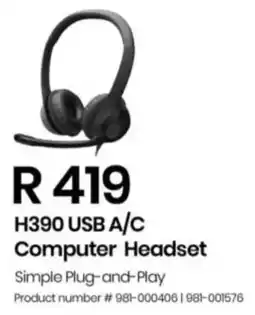 Computer Mania Logitech H390 USB A/C Computer Headset offer