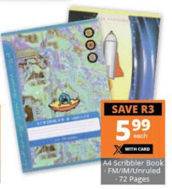 Checkers A4 Scribbler Book FM/IM/Unruled 72 Pages offer