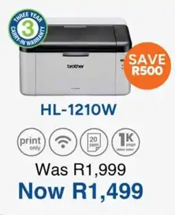 Computer Mania Brother HL-1210W Black and White Laser Printer offer