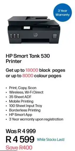 Computer Mania HP Smart Tank 530 Printer offer