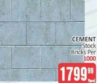 Cement Stock Bricks Per 1000 (yard)