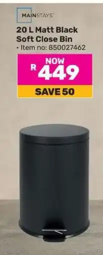 Game 20 L Matt Black Soft Close Bin offer