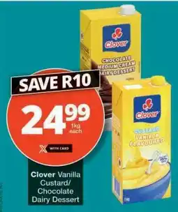 Checkers Clover Vanilla Custard/Chocolate Dairy Dessert offer