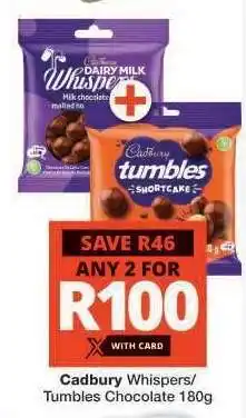 Checkers Cadbury Whispers/Tumbles Chocolate 180g offer