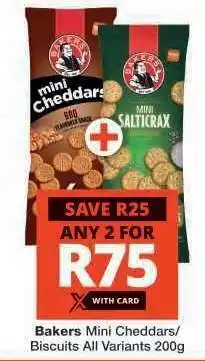 Checkers BAKERS MINI CHEDDARS/BISCUITS offer