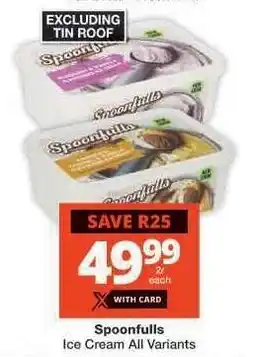 Checkers SPOONFULLS ICE CREAM all variants offer