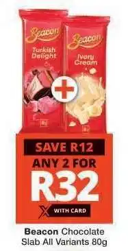 Checkers BEACON CHOCOLATE SLAB all variants 80g offer