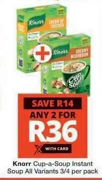 Checkers KNORR CUP-A-SOUP INSTANT SOUP offer