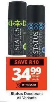 Checkers Status Deodorant offer