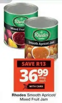 Checkers Rhodes Smooth Apricot/Mixed Fruit Jam offer