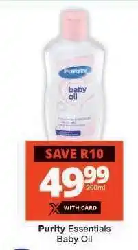 Checkers Purity Essentials Baby Oil offer