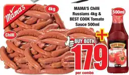 Boxer MAMA’S Chilli Russians 4kg & BEST COOK Tomato Sauce 500ml offer