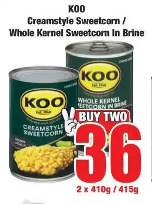 Boxer KOO Creamstyle Sweetcorn / Whole Kernel Sweetcorn In Brine offer