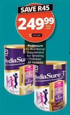 Checkers Pediasure 3+ Nutritional Supplement offer