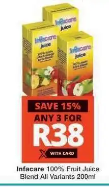 Checkers INFACARE 100% FRUIT JUICE BLEND offer