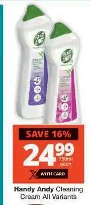 Checkers Handy Andy Cleaning Cream All Variants offer