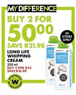 Woolworths Long Life Whipping Cream offer