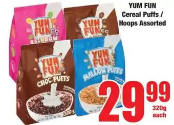Boxer YUM FUN Cereal Puffs / Hoops Assorted offer