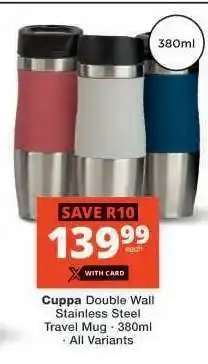 Checkers Cuppa Double Wall Stainless Steel Travel Mug offer