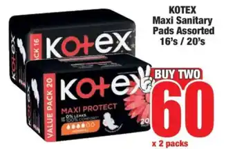 Boxer KOTEX Maxi Sanitary Pads Assorted 16's / 20's offer