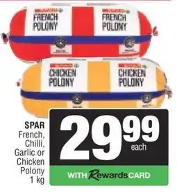 Spar SPAR French, Chilli, Garlic or Chicken Polony offer