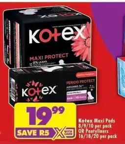 Shoprite Kotex Maxi Pads offer