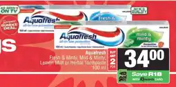 Spar AQUAFRESH TOOTHPASTE offer