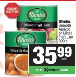 Spar RHODES Smooth Apricot or Mixed Fruit Jam offer