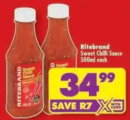Shoprite Ritebrand Sweet Chilli Sauce 500ml each offer