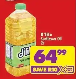 Shoprite D'LITE SUNFLOWER OIL 2ℓ offer