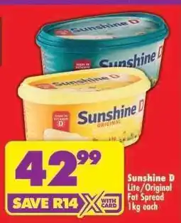Shoprite SUNSHINE D LITE/ORIGINAL FAT SPREAD 1kg each offer