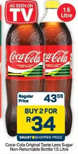 Pick n Pay Hypermarket Coca-Cola Original Taste Less Sugar Non-Returnable Bottle 1.5 Litre offer