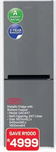 Pick n Pay Hypermarket DEFY Metallic Fridge with Bottom Freezer offer