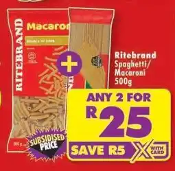 Shoprite Ritebrand Spaghetti/Macaroni 500g offer