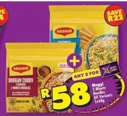 Shoprite MAGGI 2 MINUTE NOODLES all variants 5x68g offer