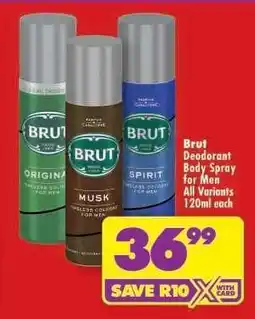 Shoprite Brut Deodorant Body Spray for Men offer
