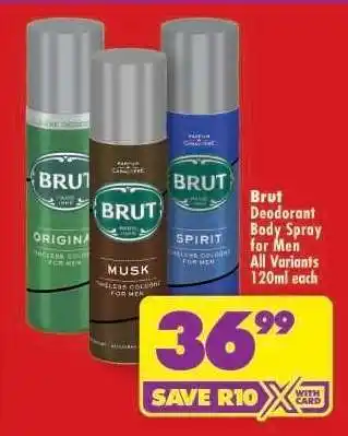 Shoprite Brut Deodorant Body Spray for Men offer