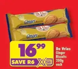 Shoprite De Vries Ginger Biscuits 200g offer