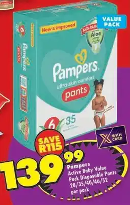 Shoprite Pampers Active Baby Value Pack Disposable Pants offer